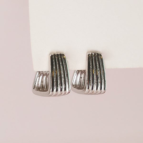 Argola Reta Listras prateada