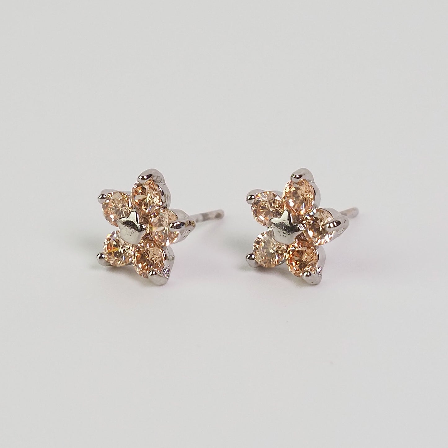 Brinco florido zirconia amarela prateado - margê atelier