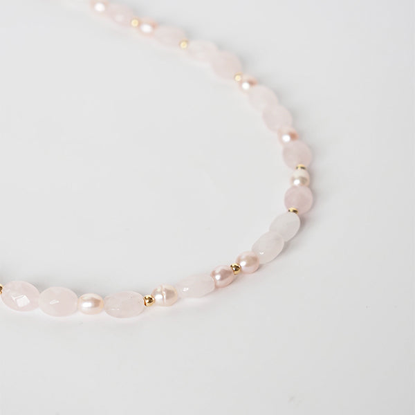 Choker rosa rosinha perolas
