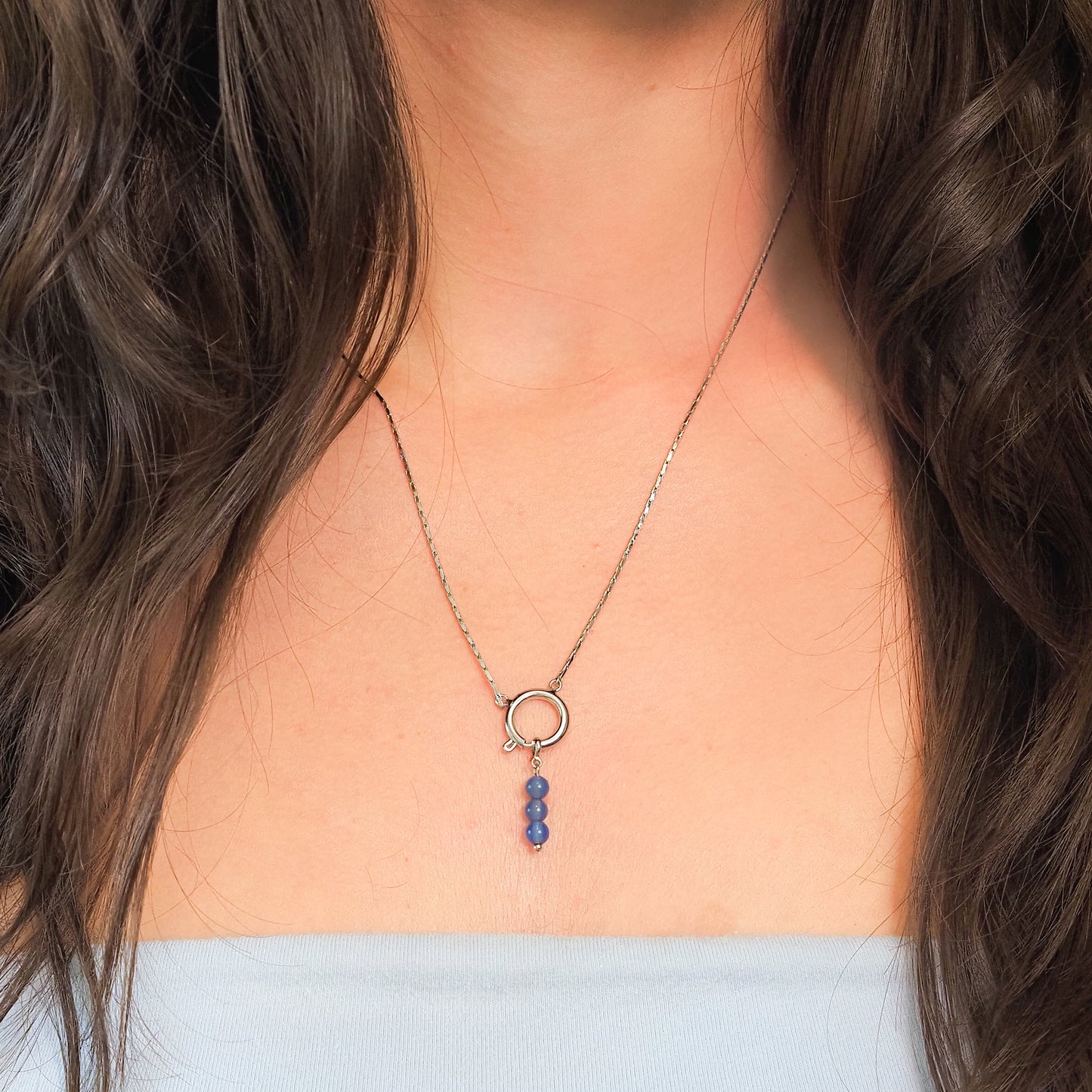 Charm ágata azul prateada