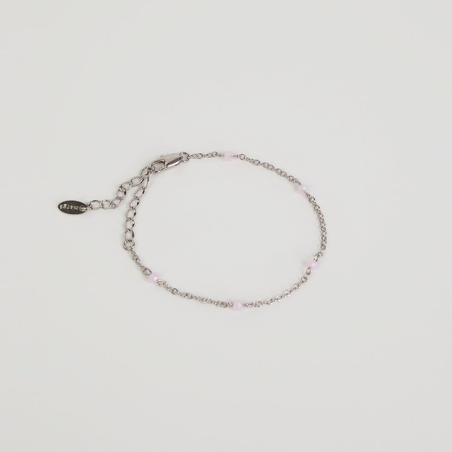 Pulseira pedrinhas rosa prateado