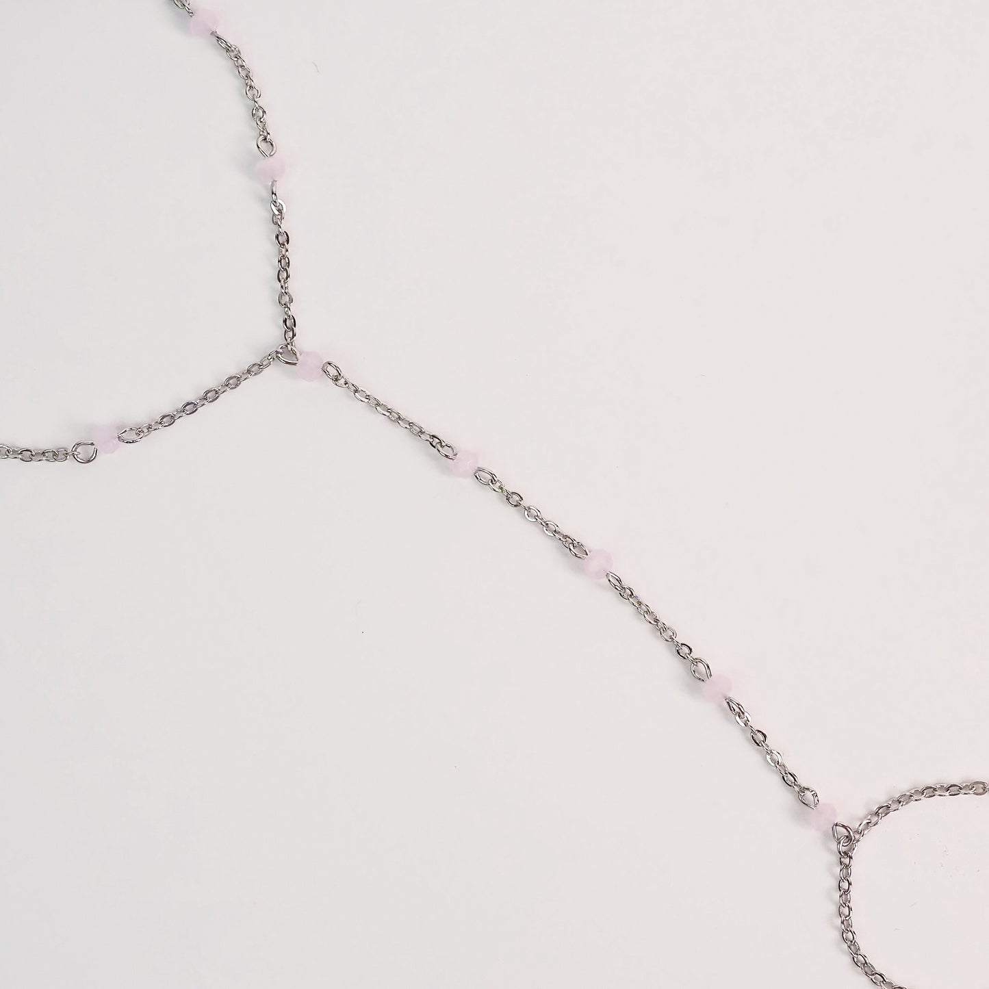 Handchain pedrinhas rosa prateado
