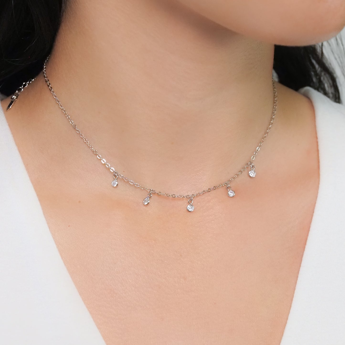 Choker luz zirconia prateado