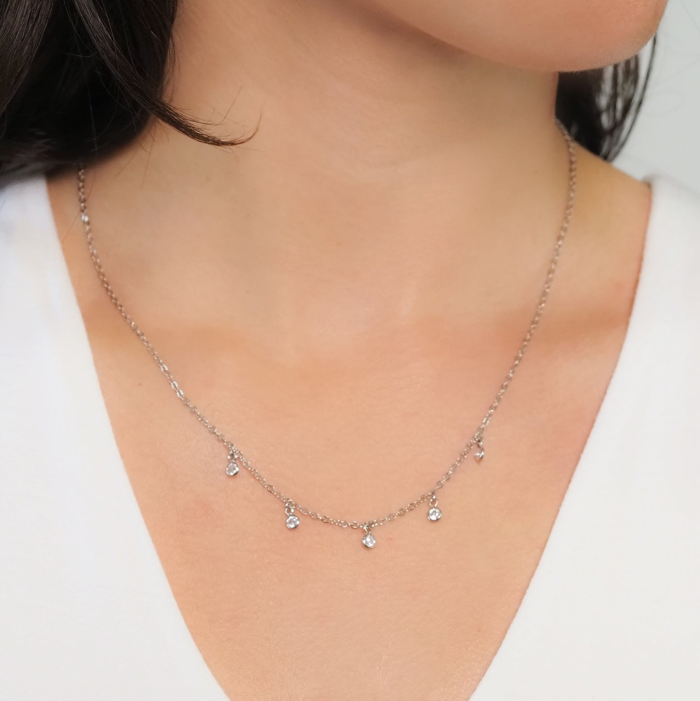 Choker luz zirconia prateado