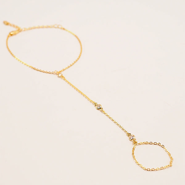 Hand Chain zirconia dourado