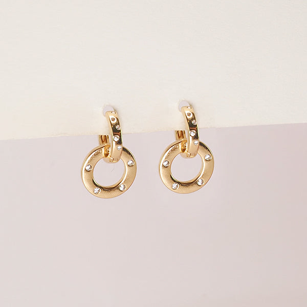 Argola zirconia círculos dourado