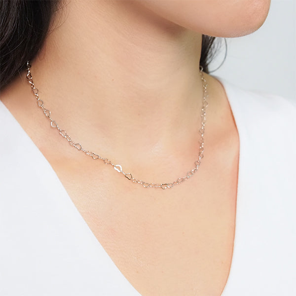 Choker coração prateada - margê atelier