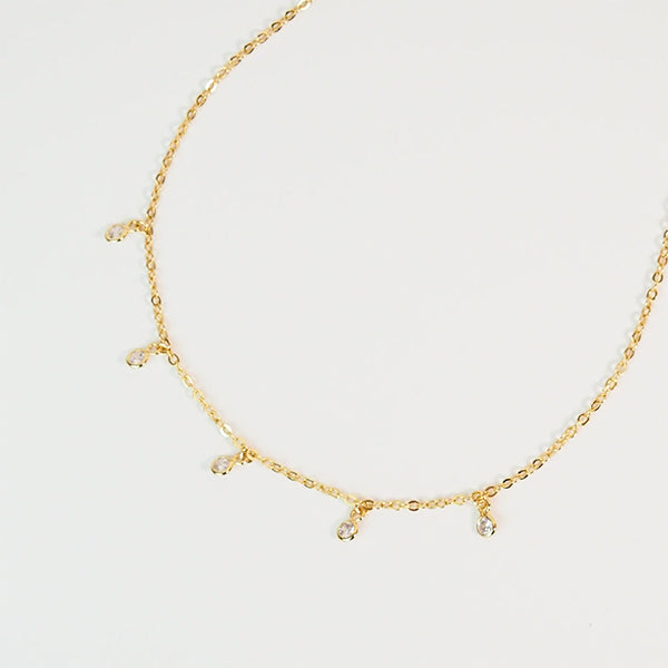 Choker luz zirconia dourada