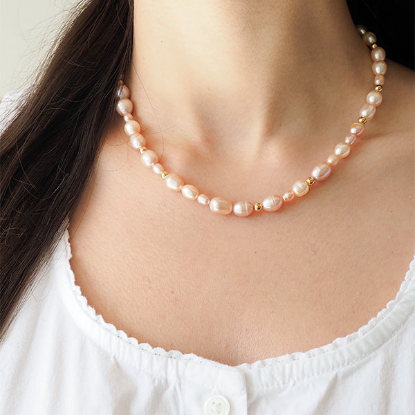 Choker perolas rosas