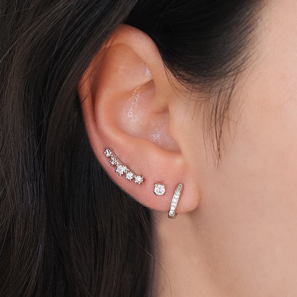 Kit de brincos zirconias prateado