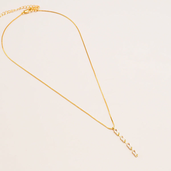 Colar zirconia navete dourado - margê atelier