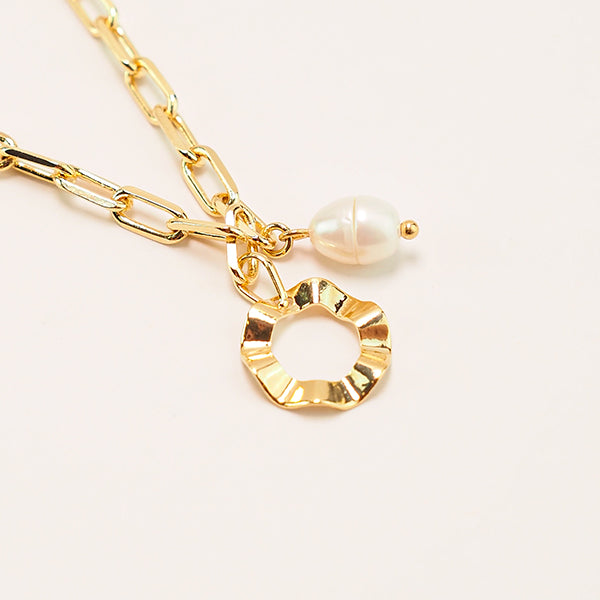 Colar círculo pérola dourado