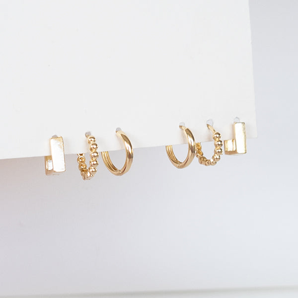 Trio de Argolas diversas dourado - margê atelier