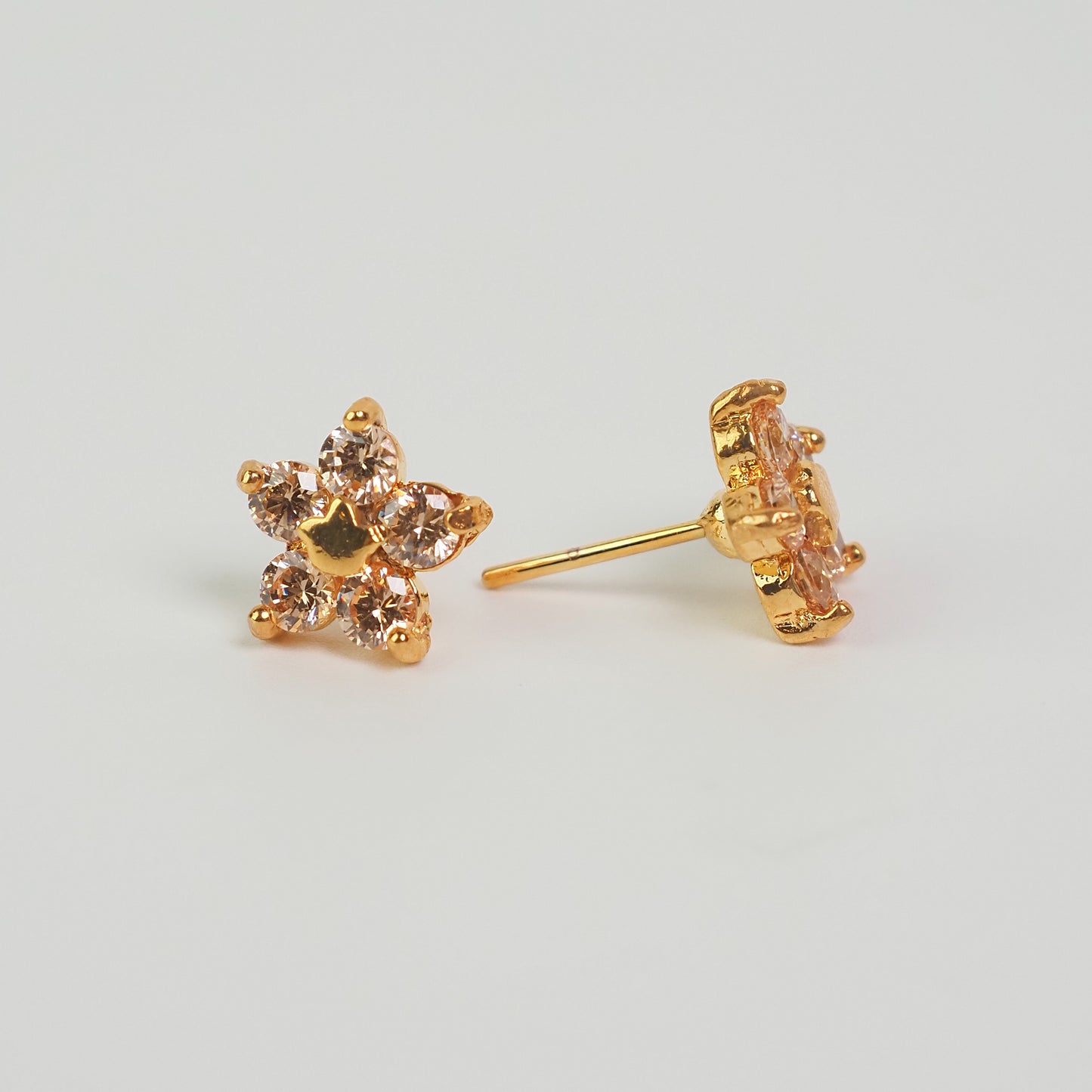 Brinco florido zirconia amarela dourado - margê atelier