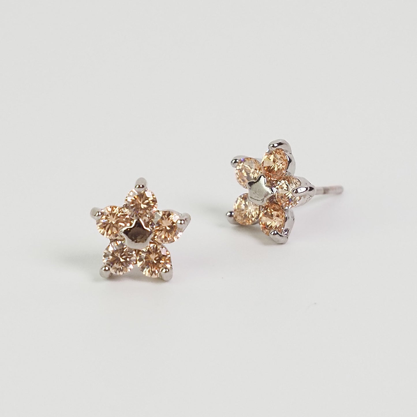 Brinco florido zirconia amarela prateado - margê atelier