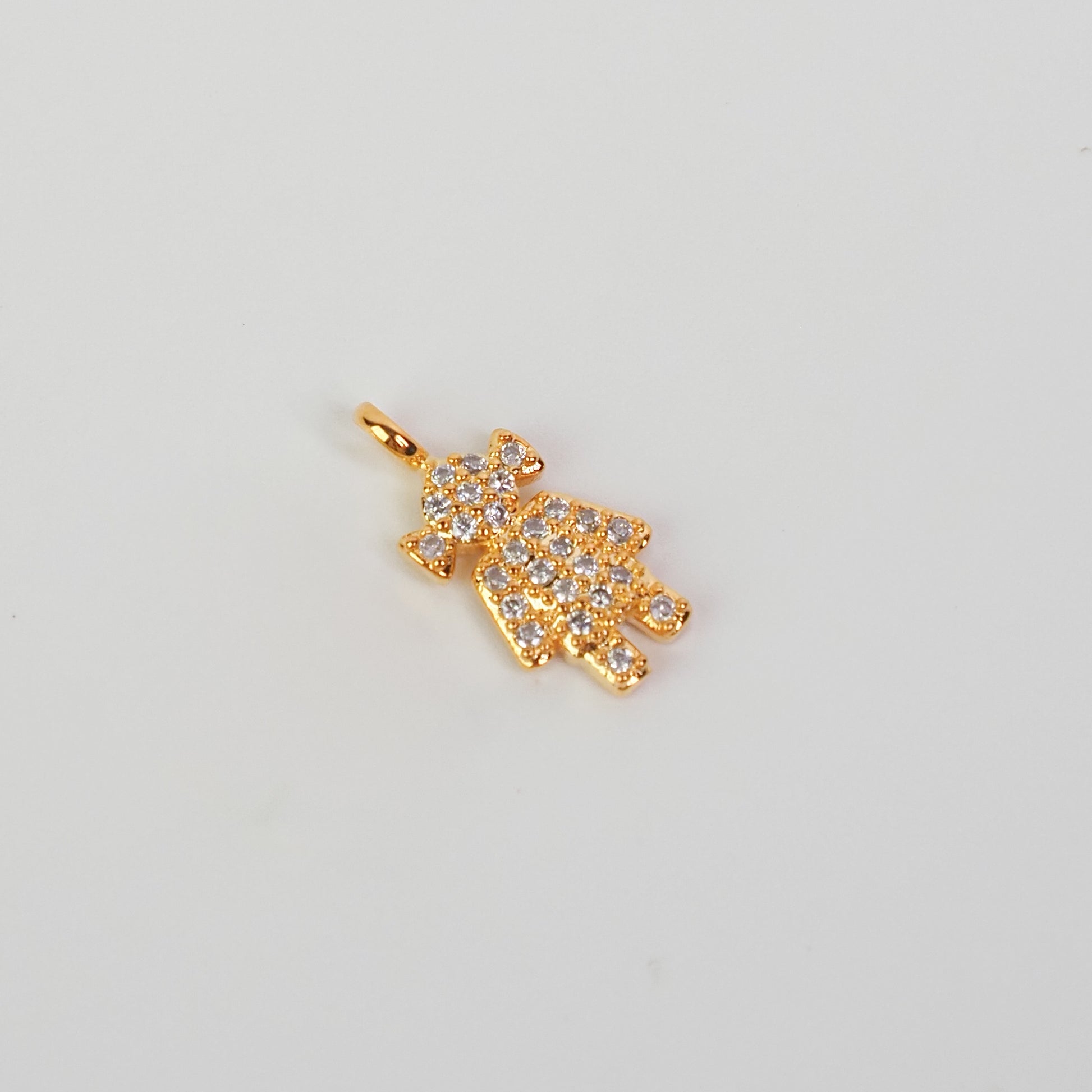 Charm menina zirconias dourado - margê atelier