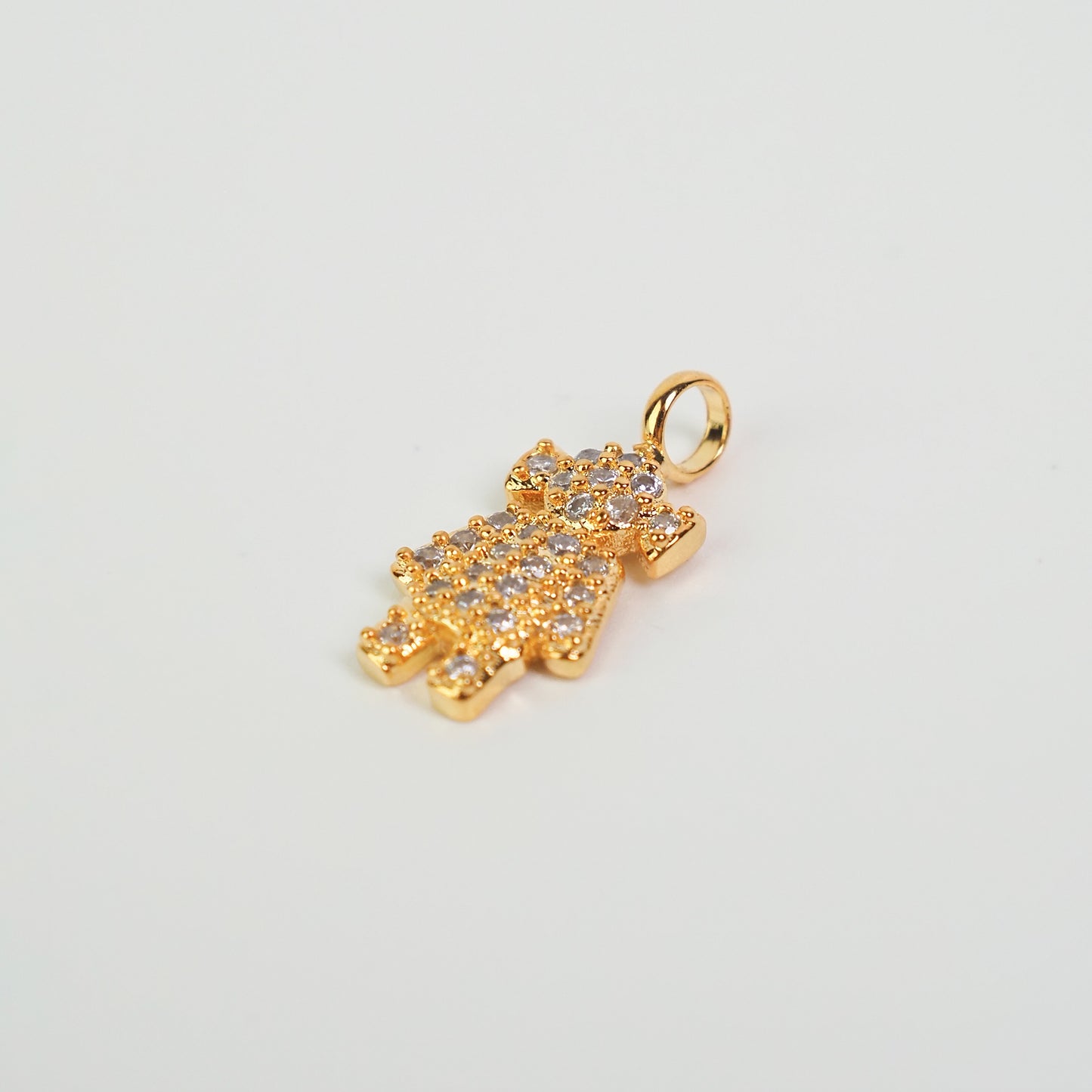 Charm menina zirconias dourado - margê atelier