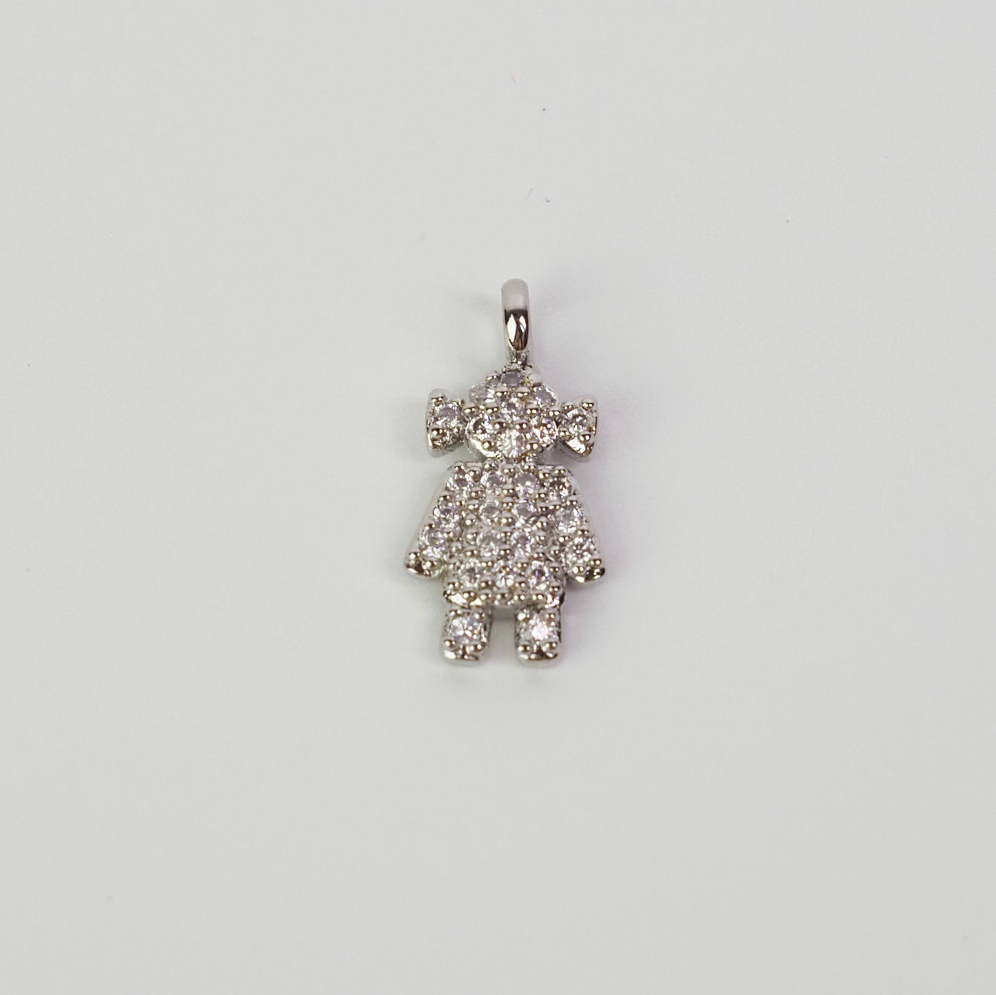 Charm menina zirconias prateado - margê atelier