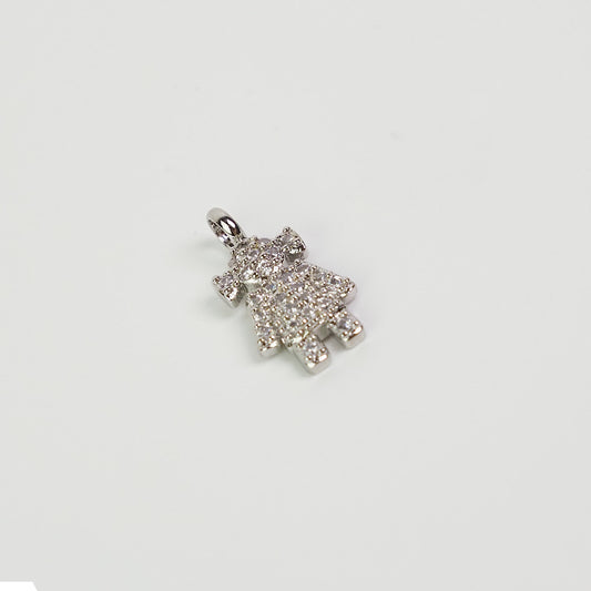 Charm menina zirconias prateado - margê atelier