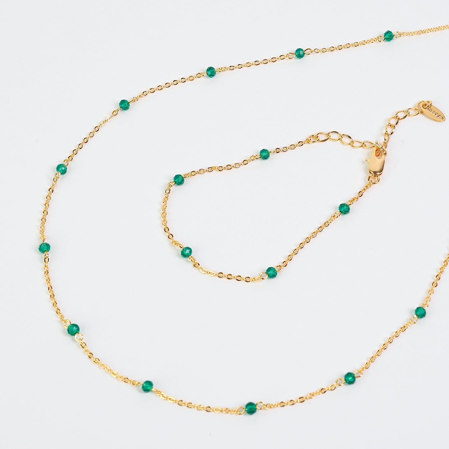 Pulseira pedrinhas verde dourado