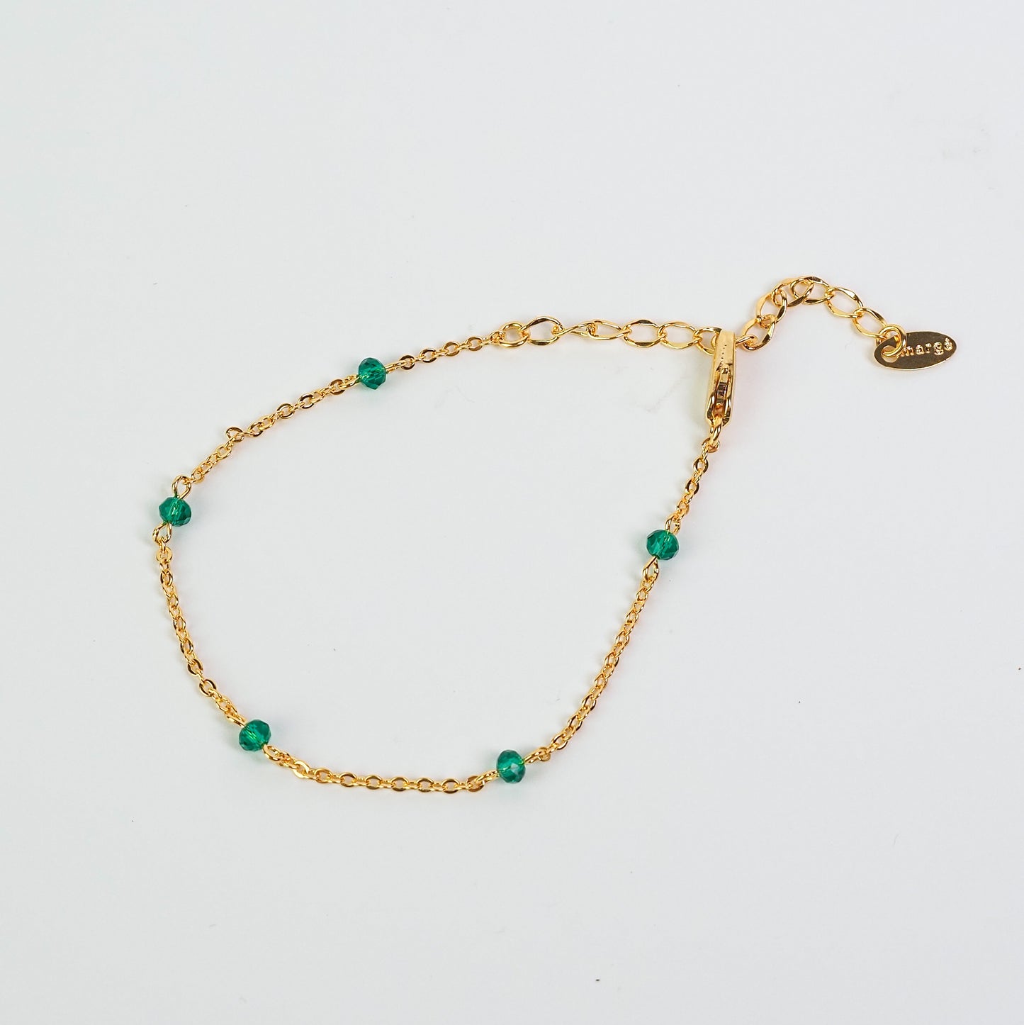 Pulseira pedrinhas verde dourado