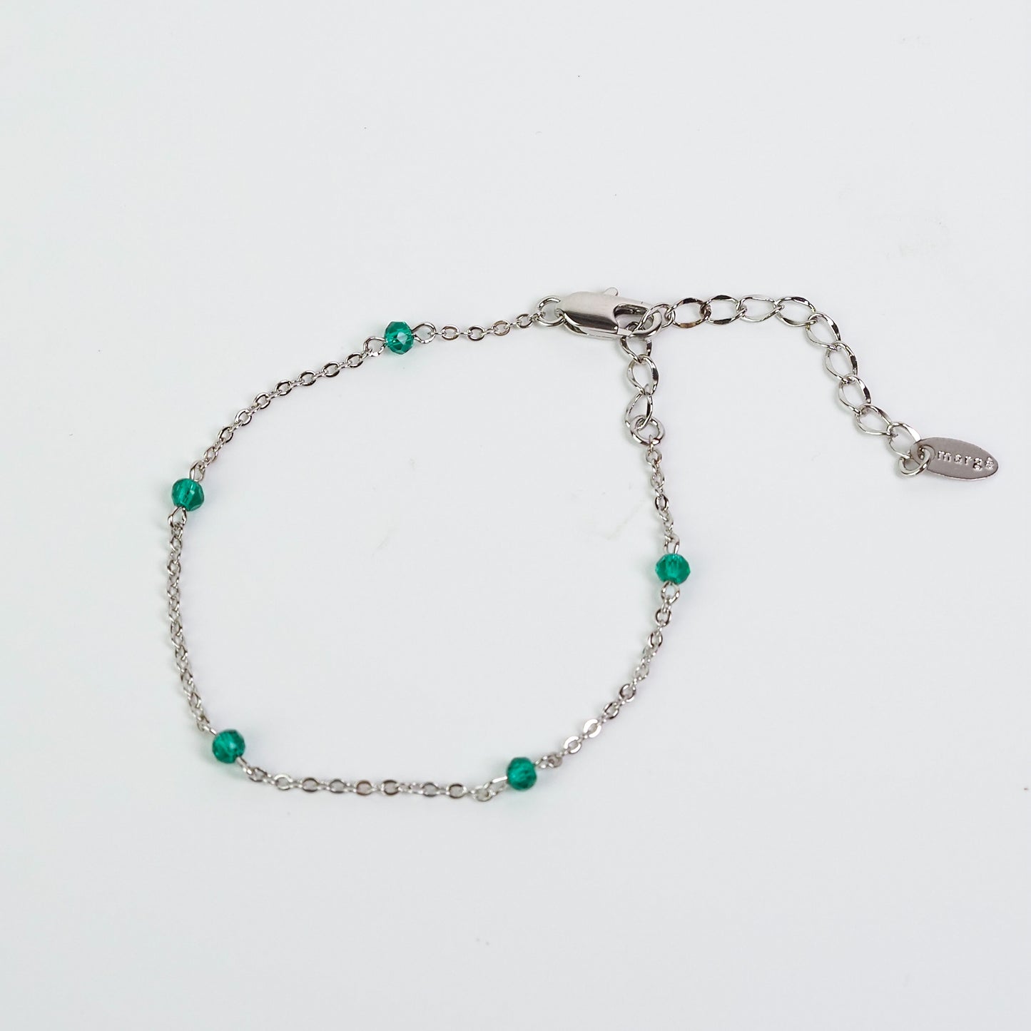Pulseira pedrinhas verde prateado