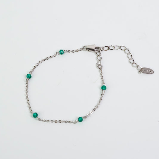 Pulseira pedrinhas verde prateado - margê atelier