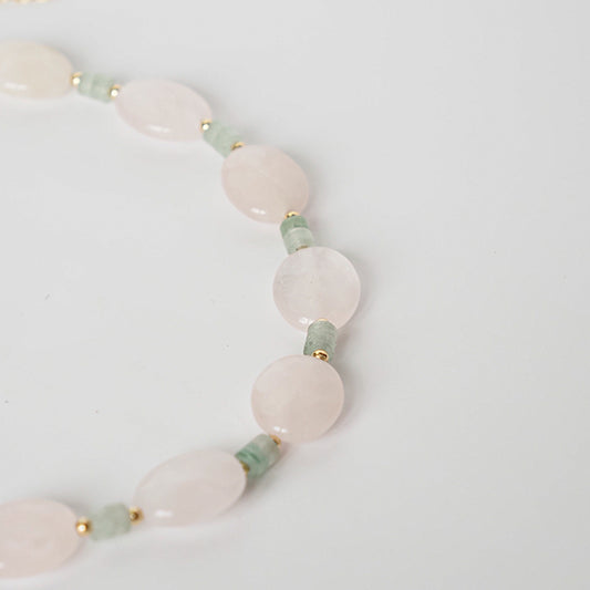 Choker pedras oval verde rosa