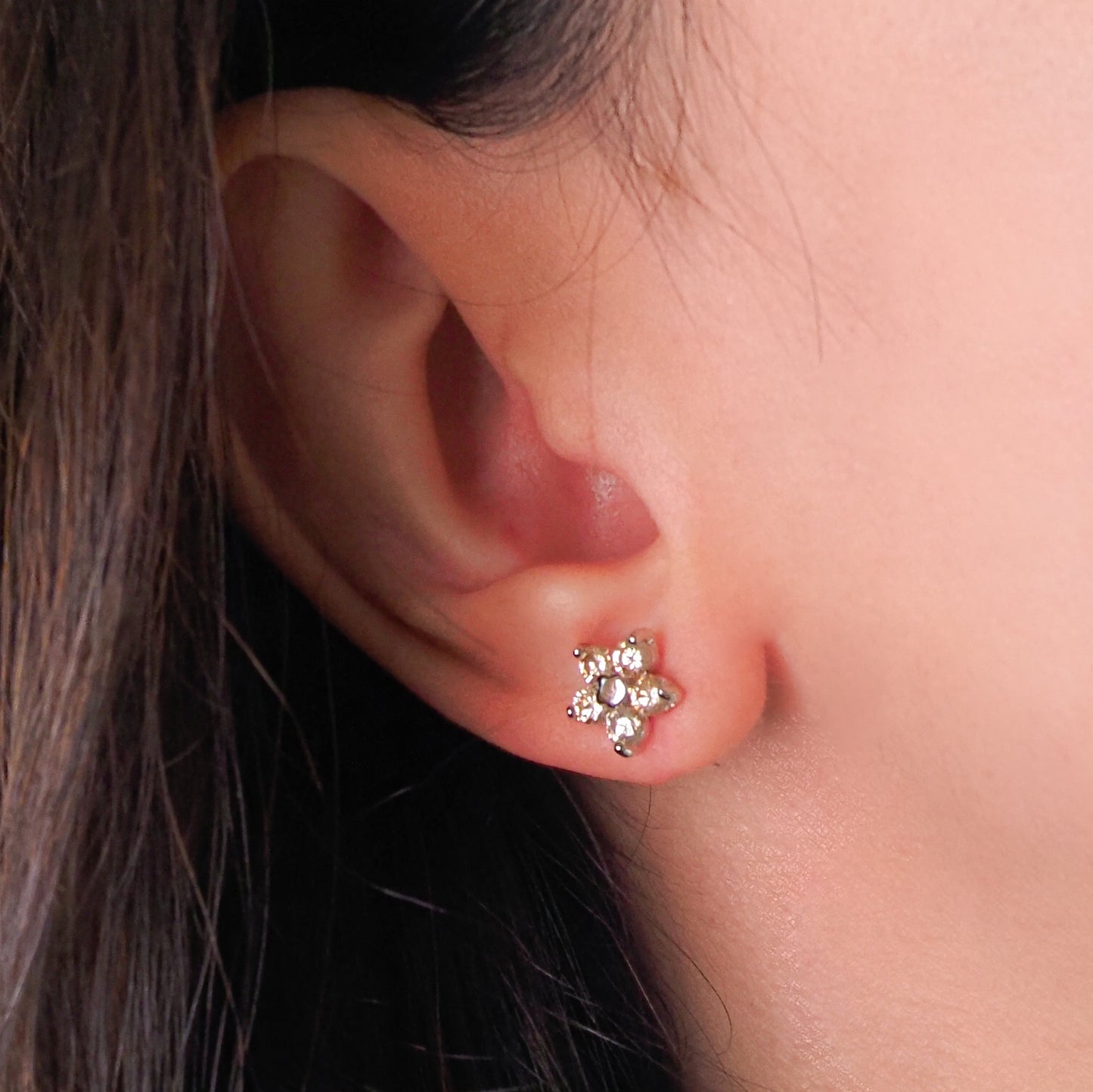 Brinco florido zirconia amarela prateado - margê atelier