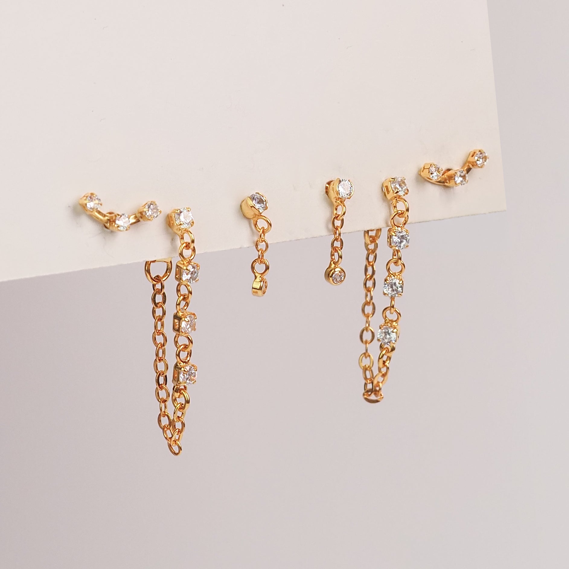 Kit zirconia corrente dourado - margê atelier