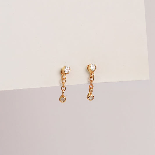 Brinco fio zirconia petit dourado - margê atelier