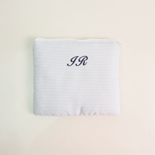 Necessaire Envelope Inicial Mini Listras azul - margê atelier
