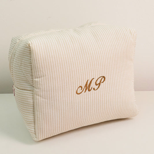 Necessaire Inicial Listras creme G - margê atelier