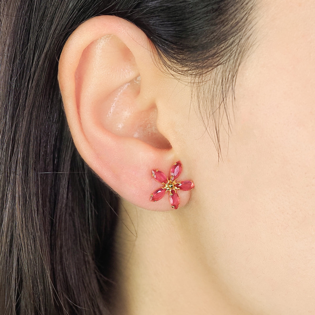 Brinco pétala rosa dourado - margê atelier