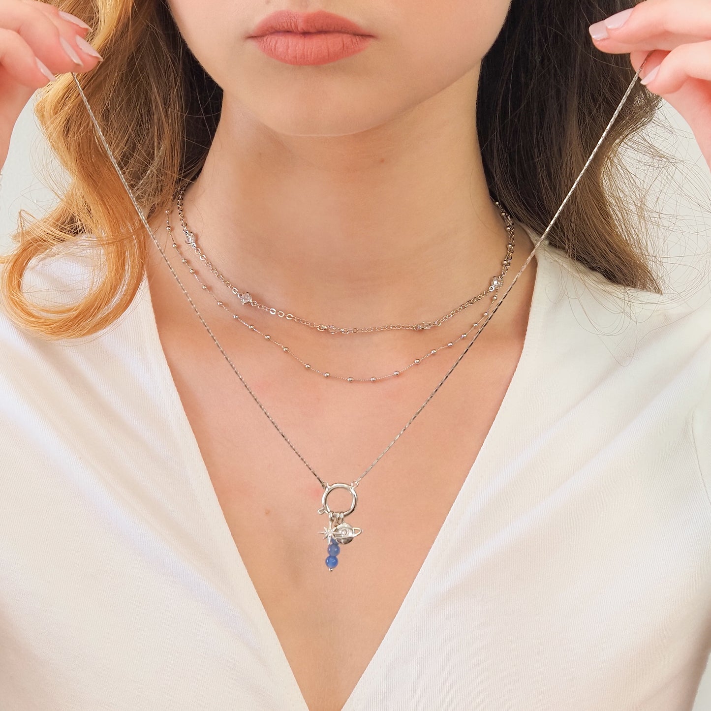 Colar charms prateado