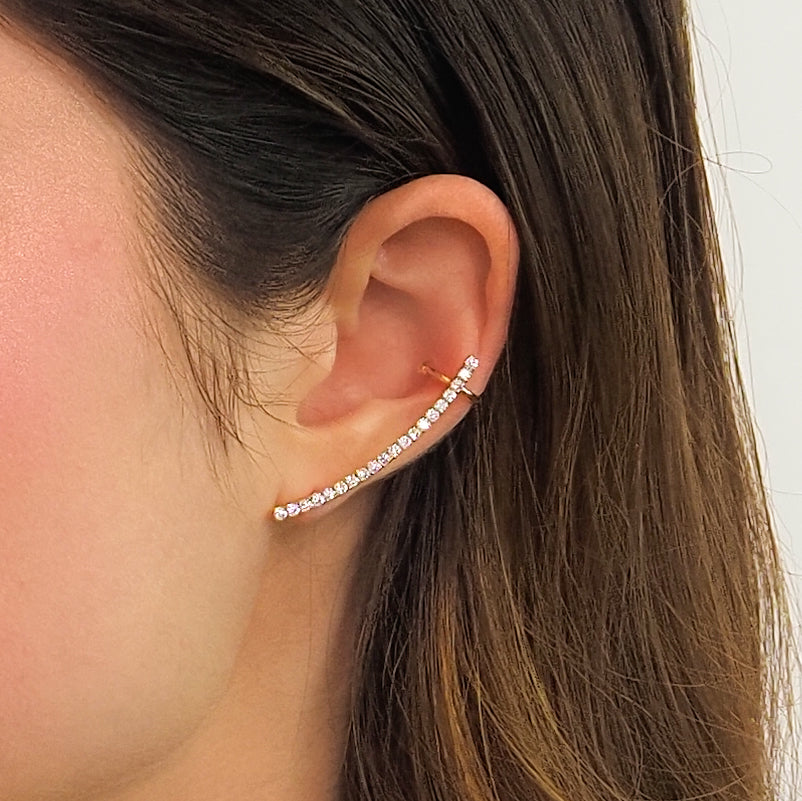 Earcuff arco zirconia dourada - margê atelier