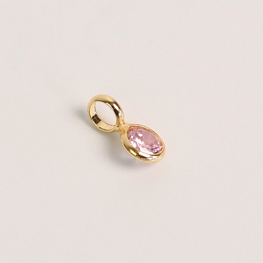 Charm zirconia rosa dourado