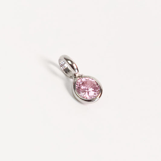 Charm zirconia rosa prateado