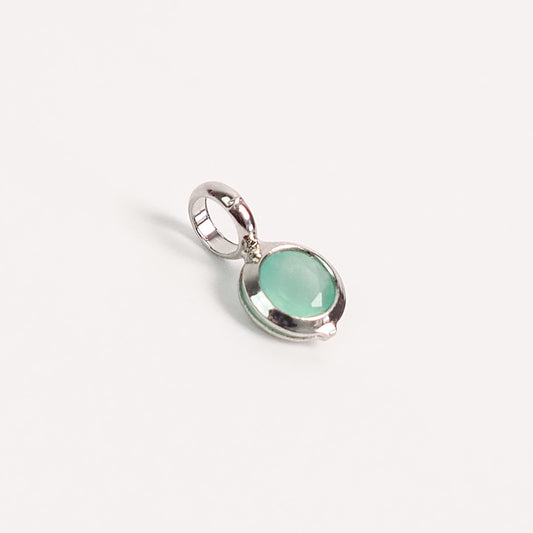 Charm zirconia verde prateado