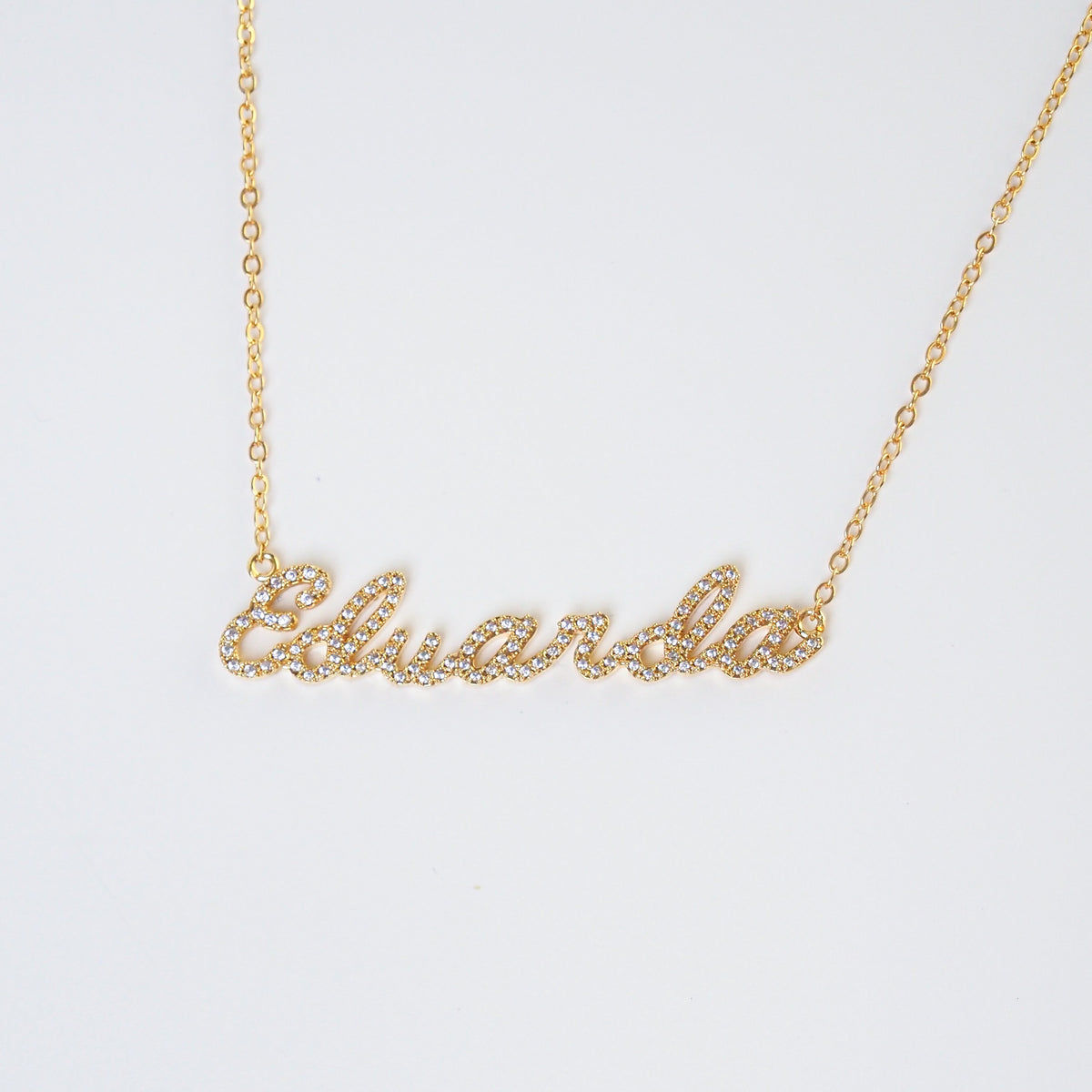 Colar nome personalizado zircononia dourado