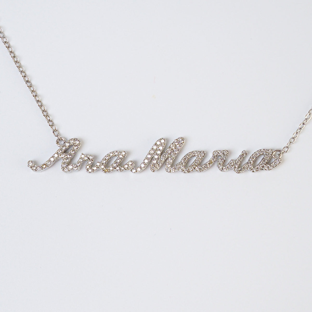 Colar nome personalizado zirconia prateado