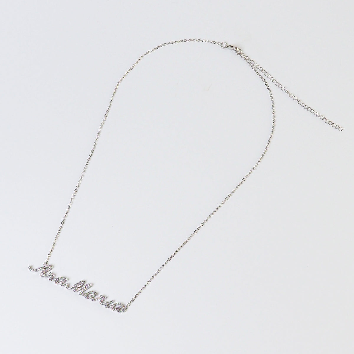 Colar nome personalizado zirconia prateado