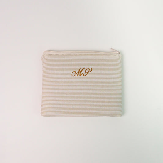 Necessaire Envelope Inicial Mini Listras creme