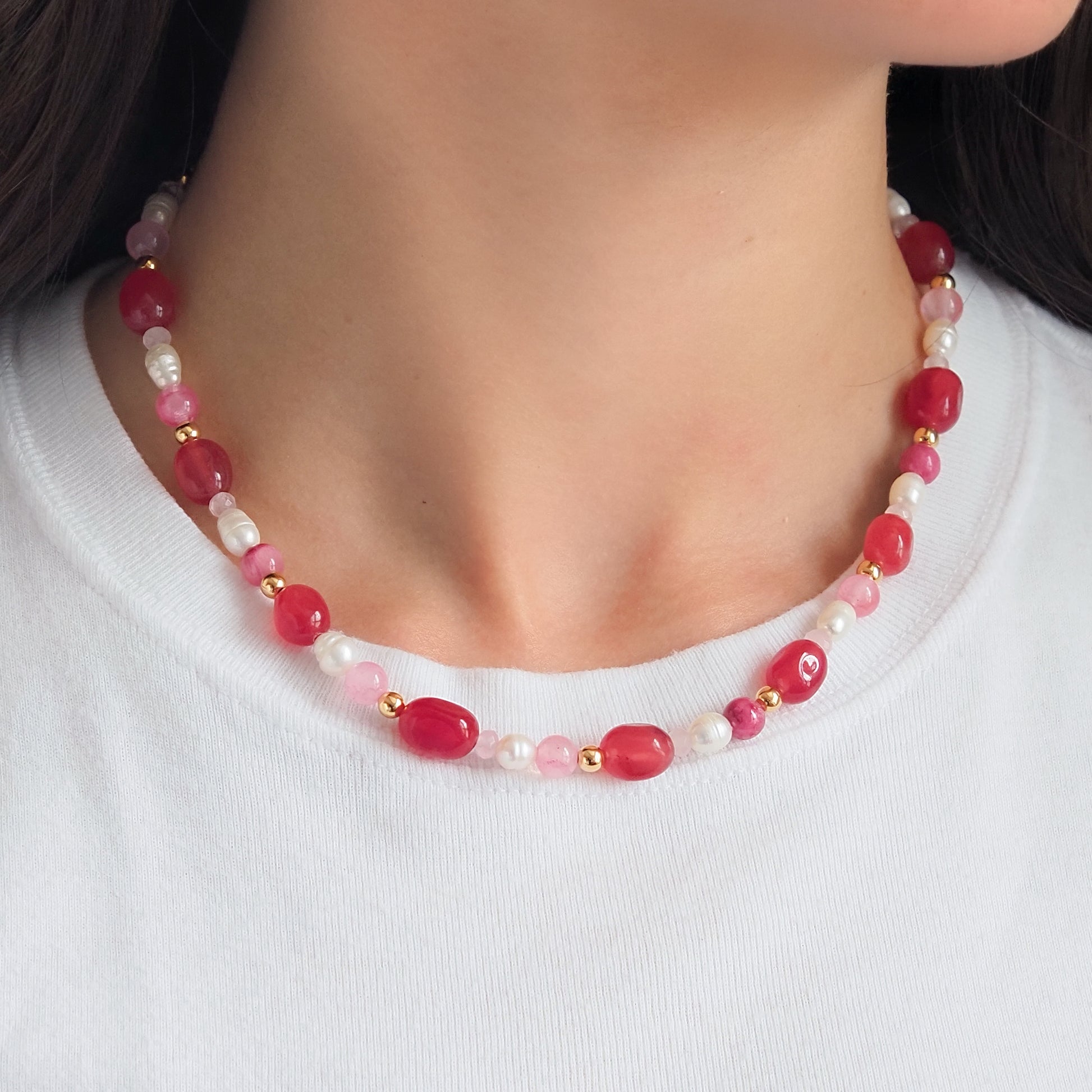 Colar Vermelho Rosa - margê atelier