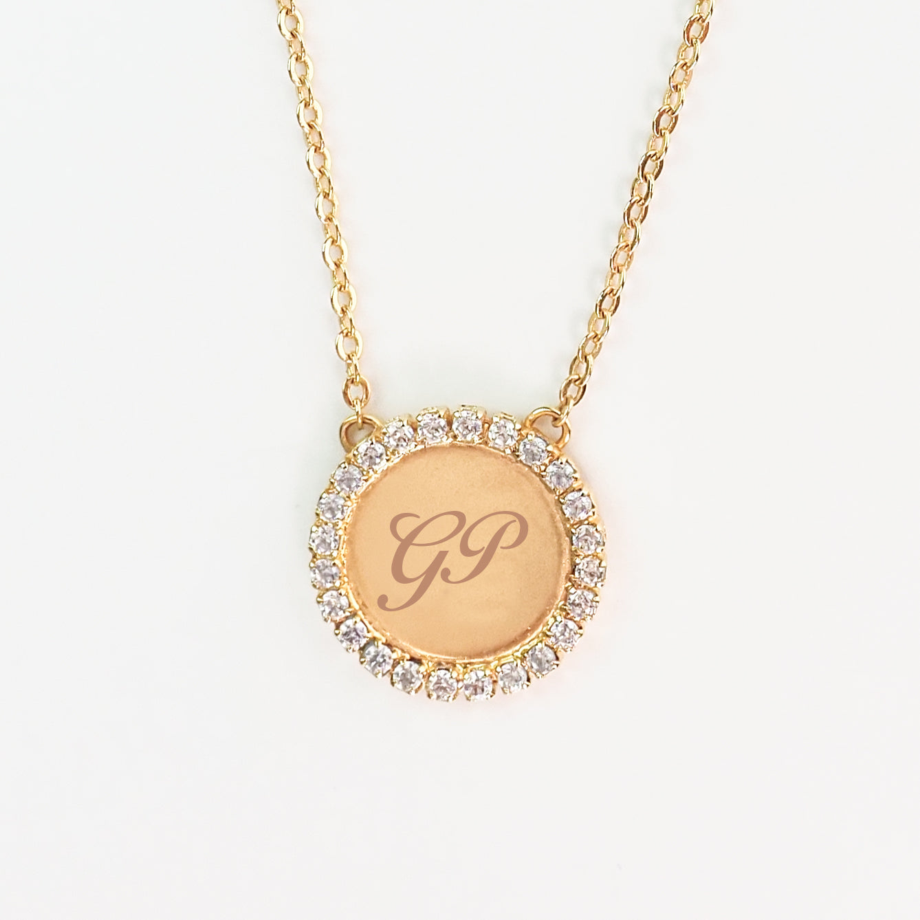 Colar Medalha Inicial zirconia dourada