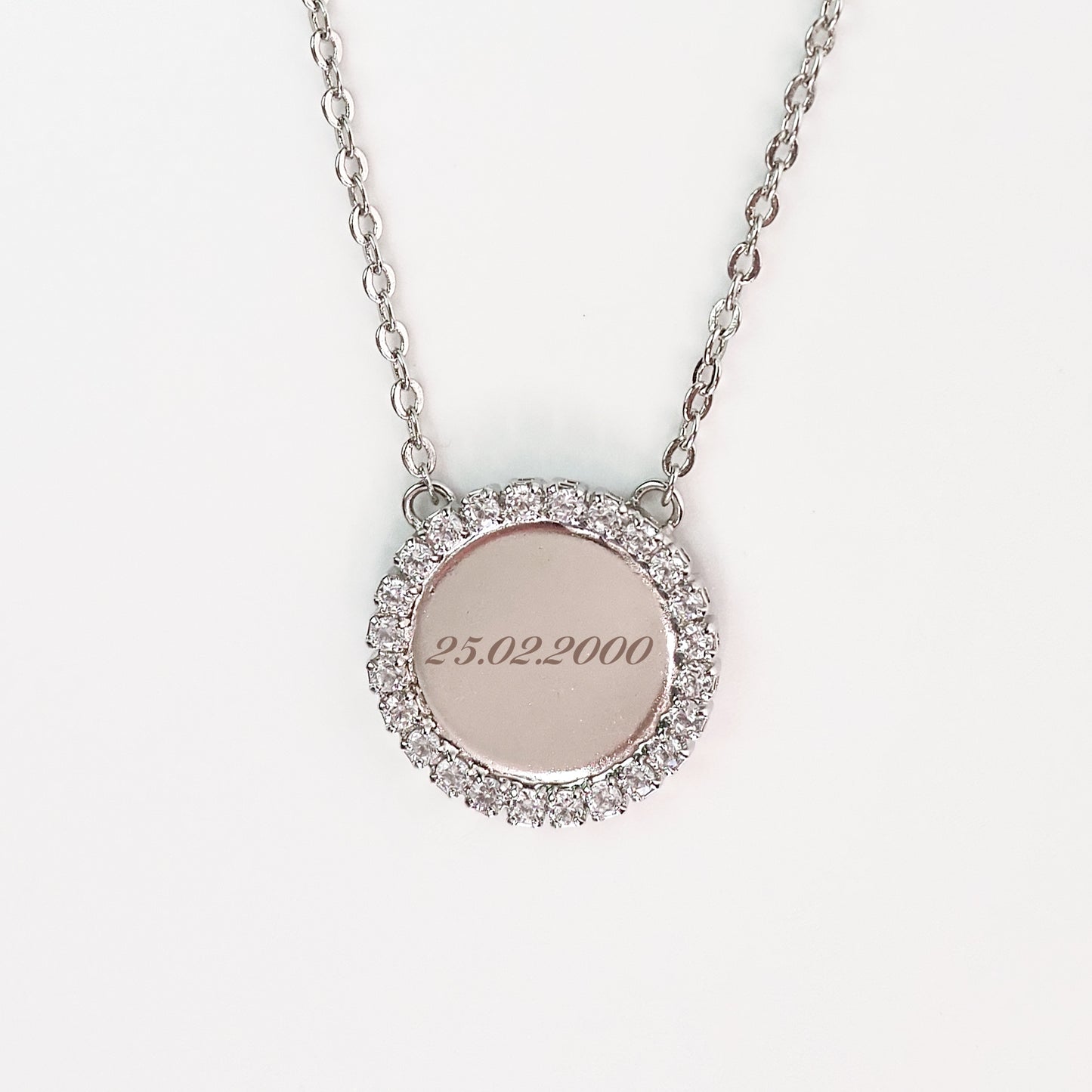 Colar Medalha Inicial zirconia prateada