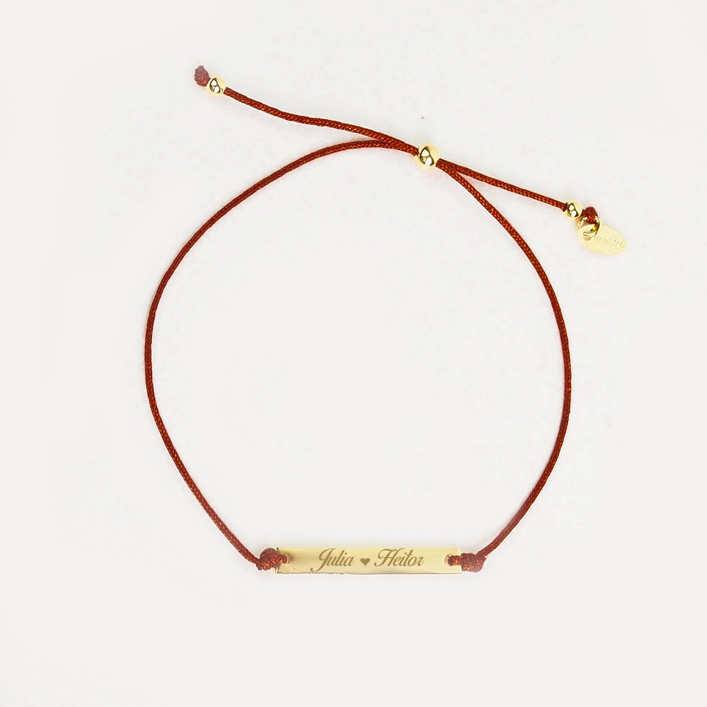 Pulseira inicial plaquinha bordô dourada