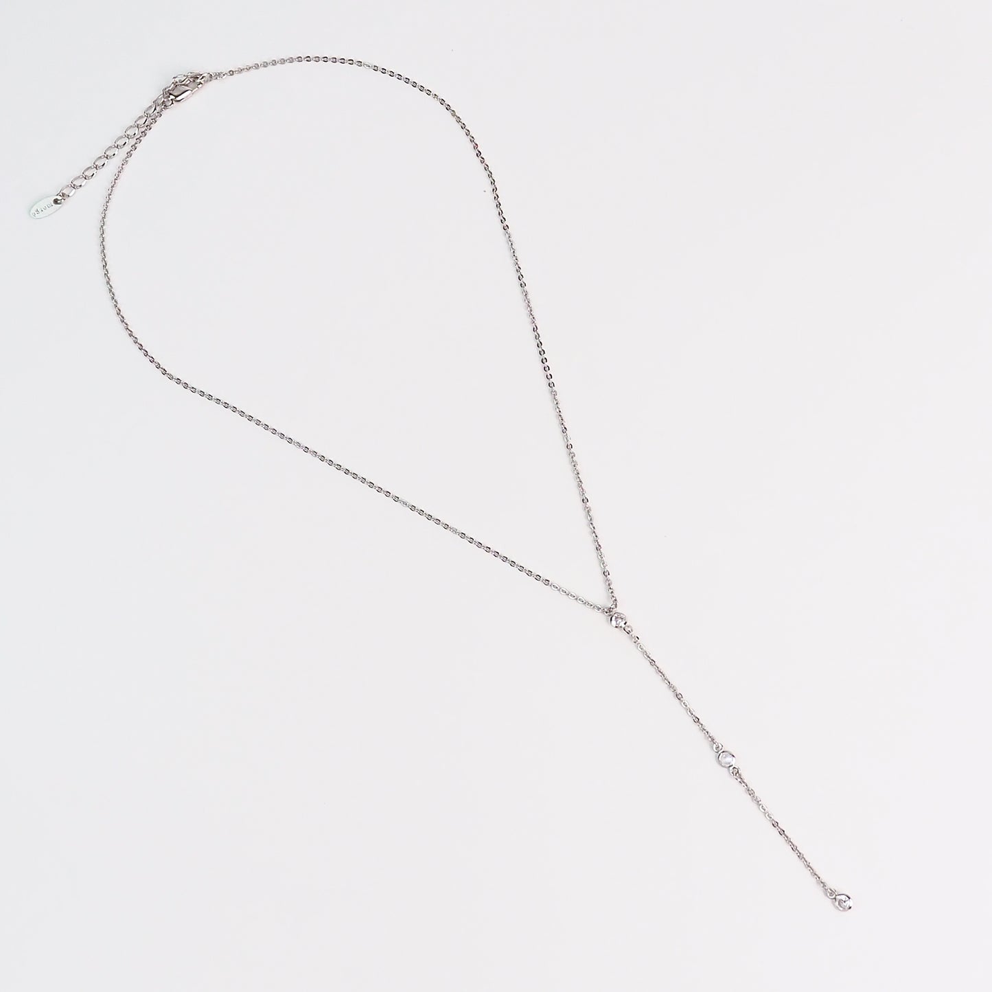 Colar Gravata zirconia prateado