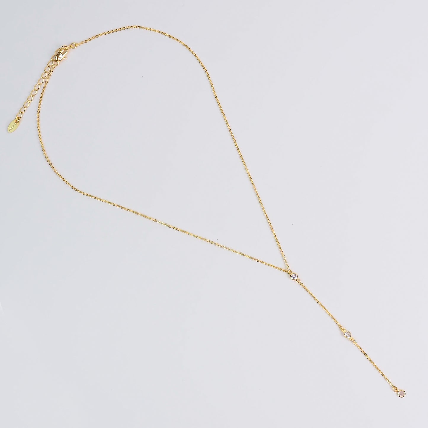 Colar Gravata zirconia dourado