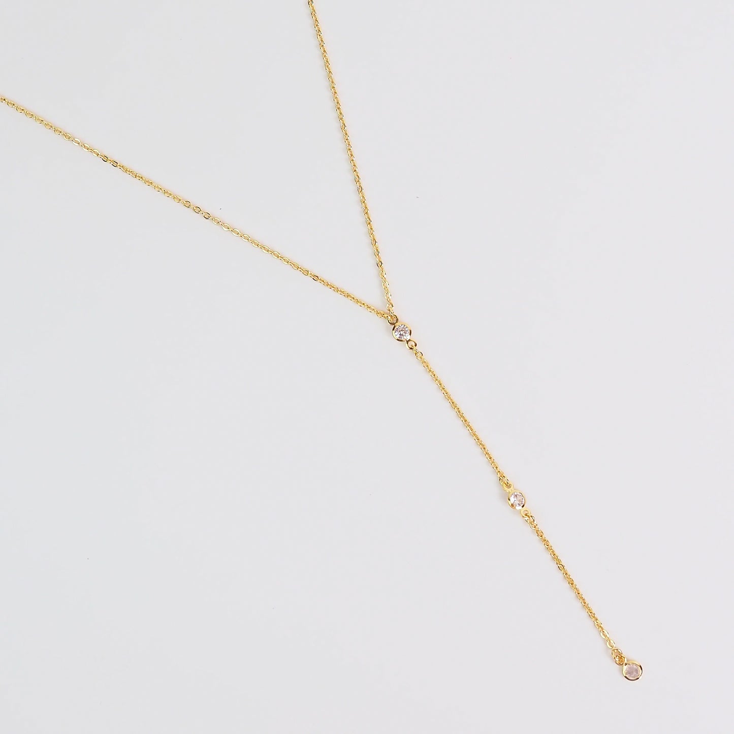 Colar Gravata zirconia dourado